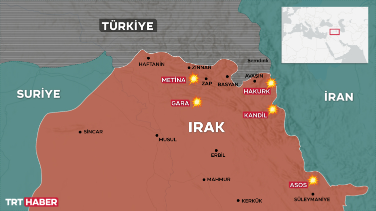Irak'ın kuzeyinde 37 terör hedefi imha edildi